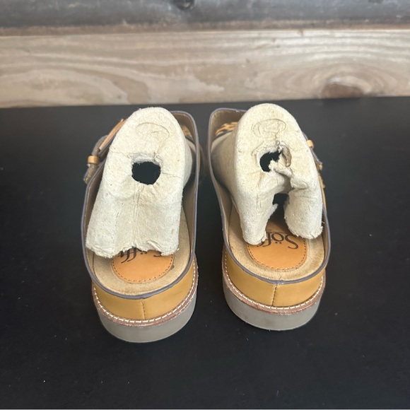 Sofft Braye Leopard Padded Footbed Tan Leather Cow Hair Slip On Sandals 8.5 - Picture 4 of 12